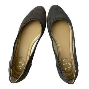Jack Rogers Ellie Suede Flats Dark Charcoal Grey